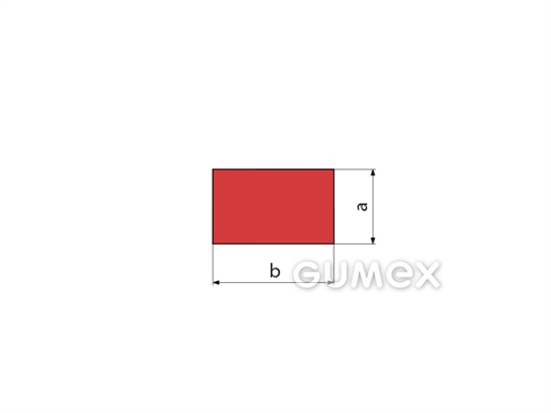 Gumový profil obdĺžnikový, 10x20mm, 75°ShA, NR-SBR, -40°C/+80°C, červený